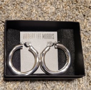 NWT Robert Lee Morris Chunky silver hoops